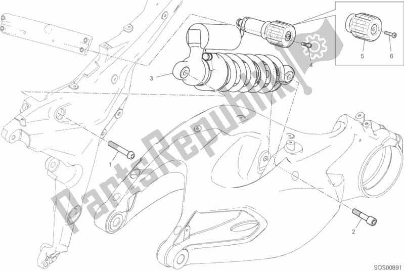 Todas las partes para Amortiguador Trasero de Ducati Multistrada 1260 ABS Brasil 2018